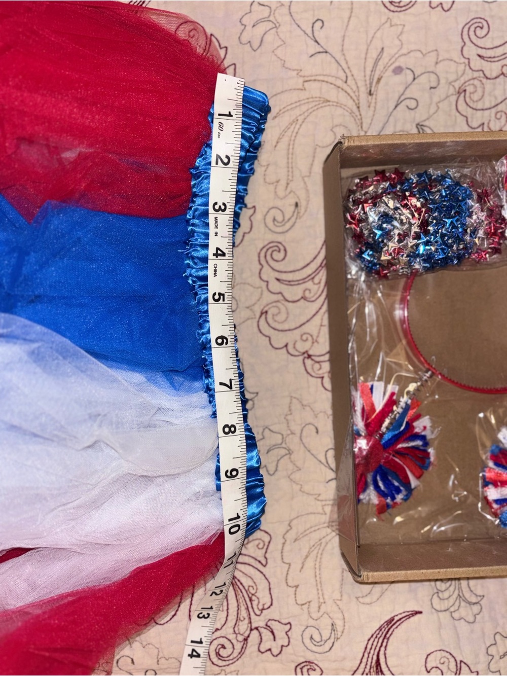 New! 6 Pcs 4th of July Tutu Set With  Red White and Blue Accessories - Picture 8 of 11